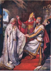 Il matrimonio di Re Artù e la Regina Ginevra, illustrazione per 