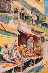 Lavoratori in un bazar indiano, 1913