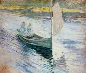 Due bambini in una barca a vela
