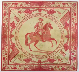 Fazzoletto raffigurante George Washington (1732-99) a Cavallo, 1777-89