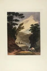 Veduta vicino alle cascate di Schuylkill, Pennsylvania, tavola cinque del primo numero di Vedute pittoresche del paesaggio americano