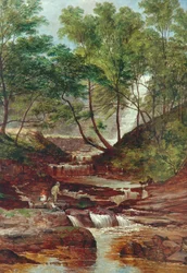 Cascata di Cat Holes Dam a Todmorden, 1870
