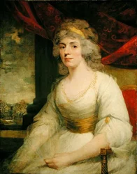 Ritratto di Mrs. Billington seduta, a tre quarti in un vestito bianco