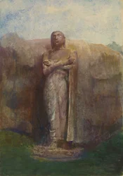 Statua colossale di Ananda, vicino alla città in rovina di Pollanarua, Ceylon, 1891
