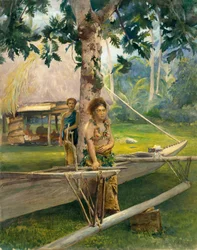Ritratto di Faase, la Taupo, o Vergine Ufficiale, di Fagaloa Bay, e la sua Duenna, Samoa, 1891