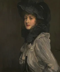 Signora in grigio e nero