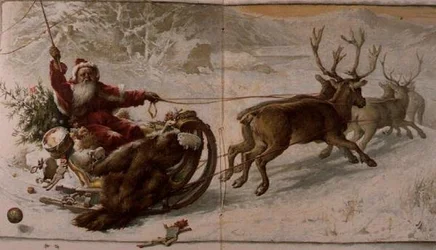 Babbo Natale guida la sua slitta attraverso la neve, da "Jack Frost"