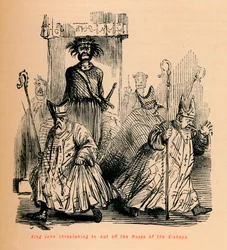 Re Giovanni minaccia di tagliare i nasi dei vescovi, c1860
