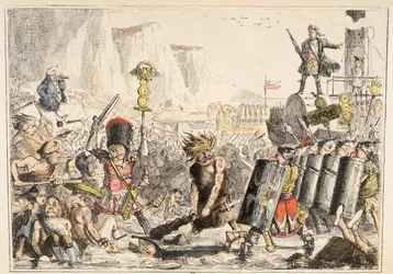 Lo sbarco di Giulio Cesare, da The Comic History of England, pub. 1864