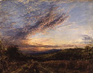 Tramonto su un paesaggio di brughiera, primi anni 1850