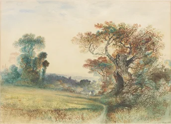 Paesaggio con figure su uno stile