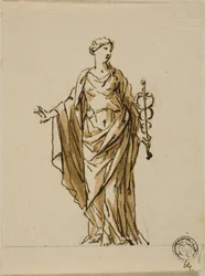Figura allegorica in piedi con caduceo (Pace?)