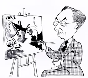 Vassily ( Wassily ) Kandinsky, caricatura con cavalletto