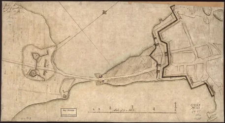 (Piano del "Neck" e delle fortificazioni) Consegnato a S.E. Gl. Gage, 30 giugno. 1775.-J.M. LOC gm71000918