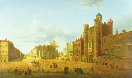 Veduta del Palazzo di St. James, guardando oltre Pall Mall, inizio XIX secolo