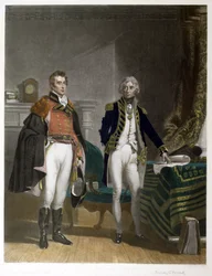 Incontro tra il Maggiore Generale Sir Arthur Wellesley e il Vice Ammiraglio Horatio Nelson, settembre 1805, inciso da Samuel William Reynolds