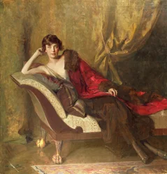 Contessa Michael Karolyi, sdraiata su un divano, 1918