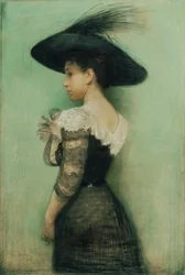 Dama con abito nero e cappello (Alice Hauser)