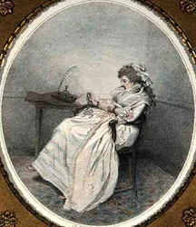 Contemplando il miniatura, inciso e pub. dall