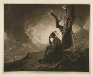 La Vedova di un Capo Indiano che Guarda le Armi del Suo Defunto Marito