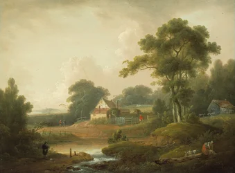 Paesaggio con pescatore e lavandaia