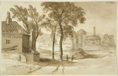 Vista vicino a Mardyke, Limekiln Lane Glasshouse, dal lato sud del porto, c.1820