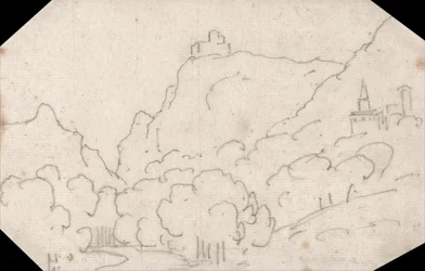 Vista sulle montagne con edifici