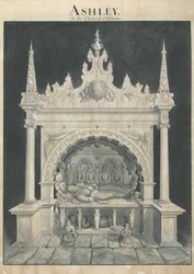 Chiesa di Ashley - Tomba di Ashley: disegno a penna e lavaggio, nd [?19° sec]