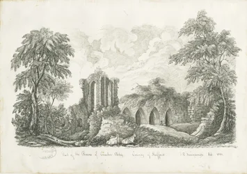 Abbazia di Croxden: disegno a penna e inchiostro