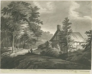 Rugeley - Cottage vicino a Etchinghill: disegno a lavaggio seppia, 1835