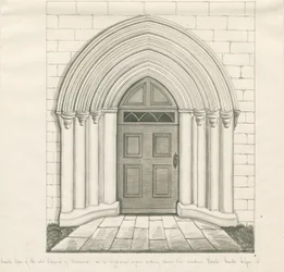 Chiesa di Uttoxeter - Porta sud: disegno a penna e seppia, nd [?metà 19° sec]