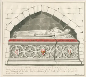 Chiesa di Uttoxeter - Tomba della Signora Badessa della Famiglia Kynnersley: disegno a penna e acquerello, nd [metà 19° sec]