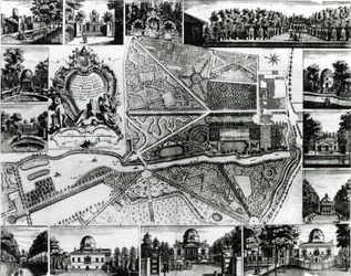 Piano del giardino e vista delle case a Chiswick sul Tamigi