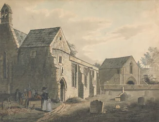 Chiesa, cimitero e figure (Il cimitero)