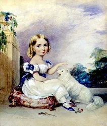 Ritratto di una bambina con un cane