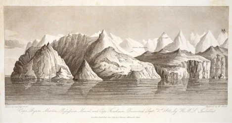 Capo Byam Martin, Monte Pofsefsion e Capo Fanshawe, scoperti il 1° settembre 1818 dalla HMS Isabella, illustrazione da 