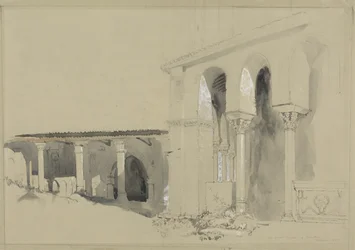 La Grande Piazza a Torcello, 1850 (penna, inchiostro e lavaggio su grafite con gouache su carta marrone)