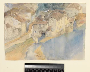 Veduta di Friburgo, Svizzera, c.1854