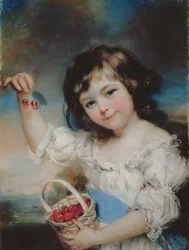 Bambina con ciliegie