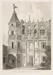 Antichità architettoniche della Normandia Vol. II, Pl. 64: Casa nella Place de la Pucelle, a Rouen