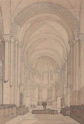 Estremità orientale della chiesa abbaziale di Saint Georges de Bocherville, vicino a Rouen, Normandia