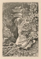 Liber Studiorum: Tavola 10, Il ponte del diavolo, Cardinganshire, 1838
