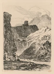 Liber Studiorum: Tavola 12, Castello di Dolbadern, Lago Llanberris, Galles del Nord, 1838