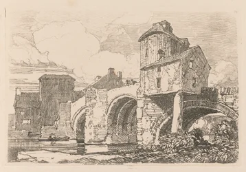 Liber Studiorum: Tavola 26, Monnow Bridge, Monmouthshire, 1838