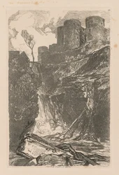 Liber Studiorum: Tavola 29, Castello di Harlech, Galles del Nord, 1838