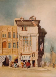 Vecchie case, con figure, c1836