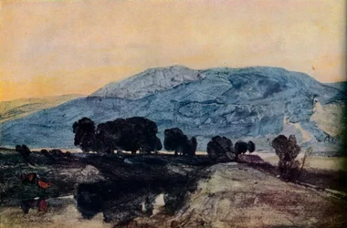 Paesaggio roccioso, tramonto, XIX secolo