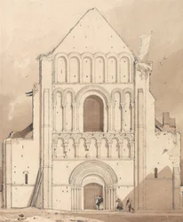 Facciata Ovest della Chiesa di Ouistreham, vicino a Caen, Normandia