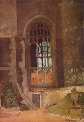 Finestra tra St. Andrews Hall e la Chiesa Olandese, Norwich, c1908