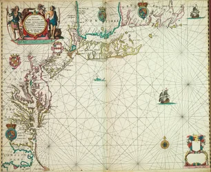 Carta delle coste del mare del New England, New Jersey, Virginia, Maryland e Carolina da Cape Cod a Cape Hatteras